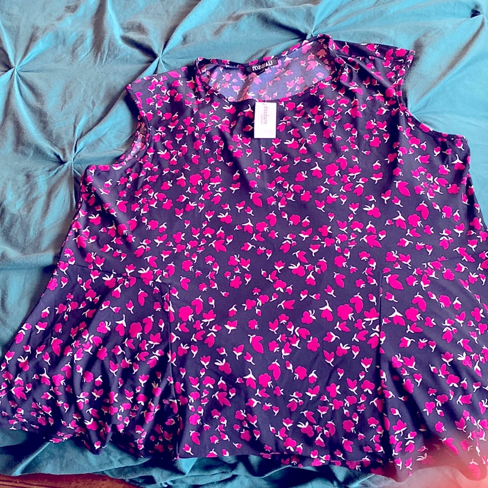 NWT navy with bright purple floral camisole